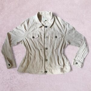 Appleseed's Women's‎ Cream Shirt with Abalone Shell Buttons Petite